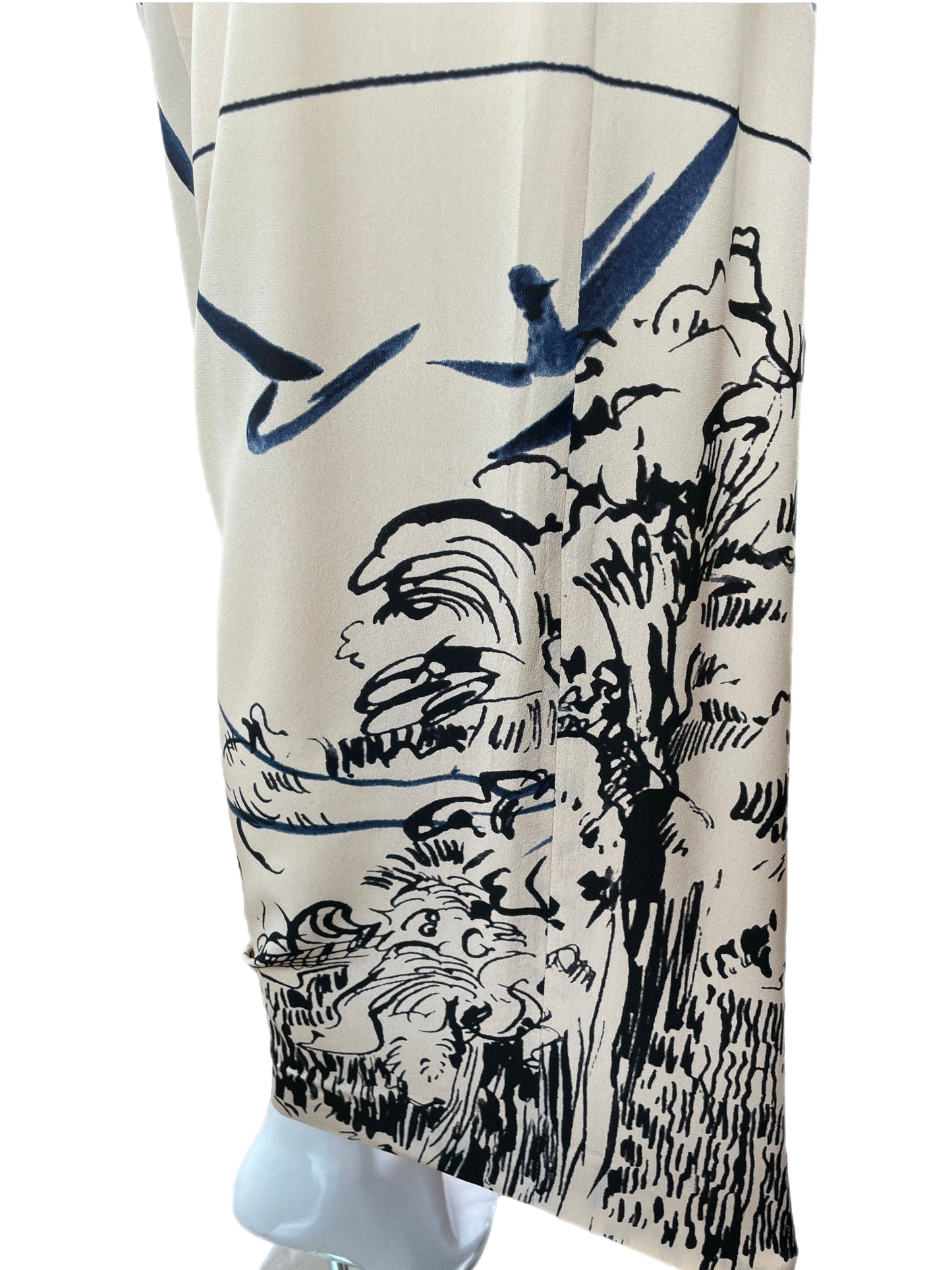 Dries Van Noten Champagne Silk Graphic Pants