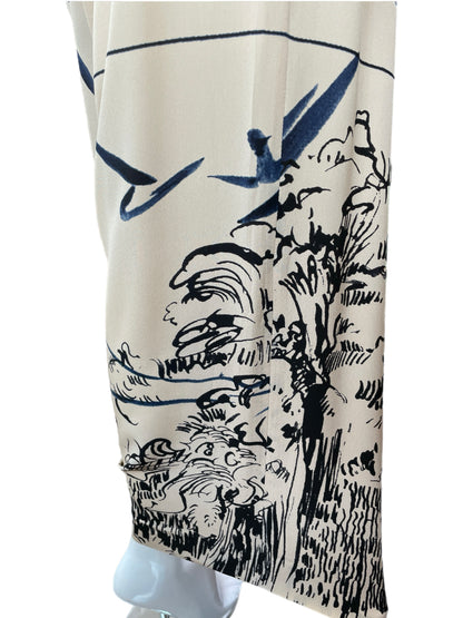 Dries Van Noten Champagne Silk Graphic Pants