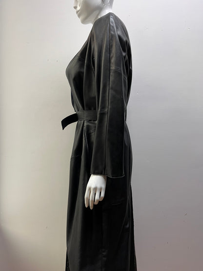 Margiela Artisanal Denim line Leather Belted Wrap Coat