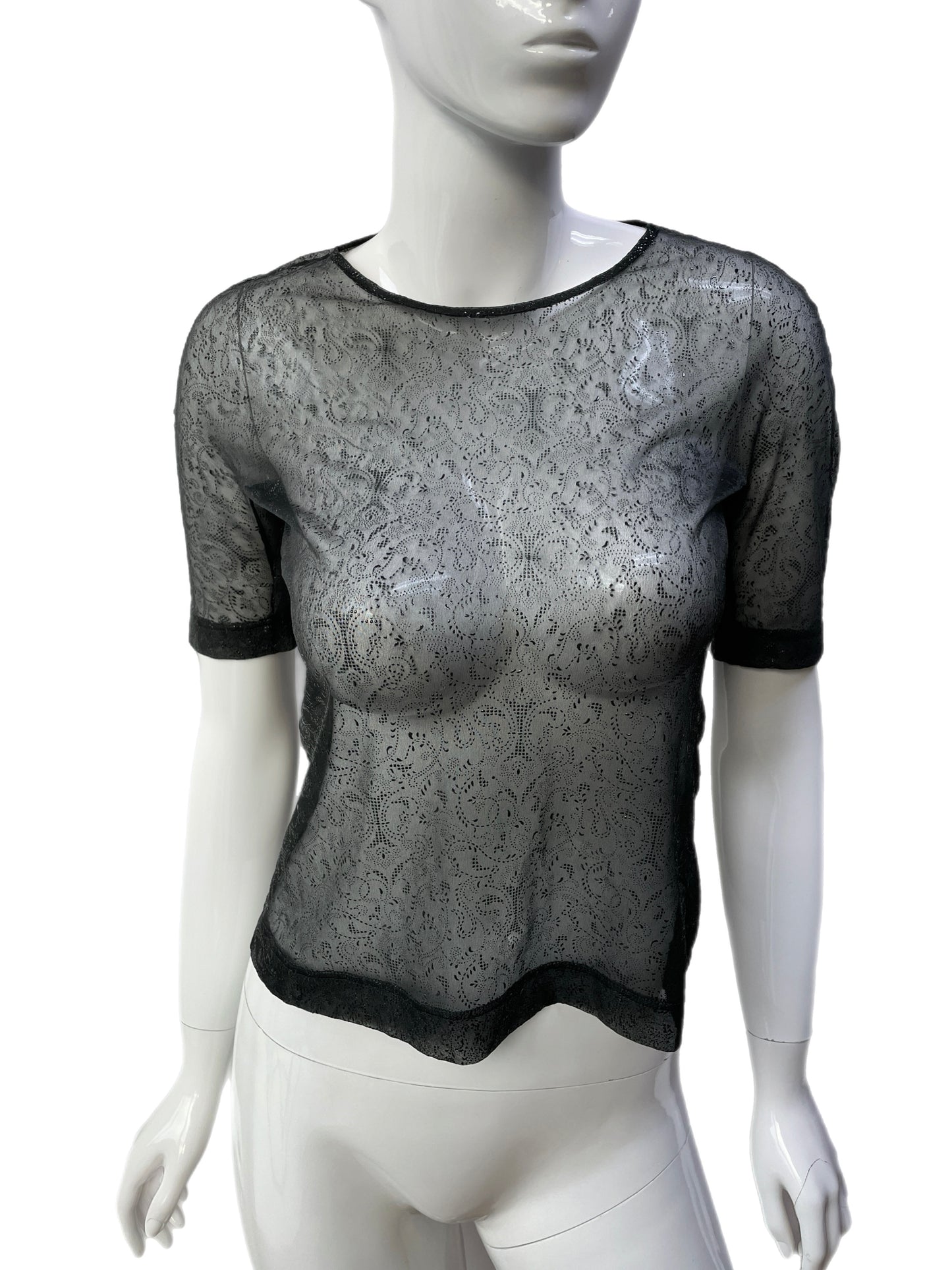 Strenesse Gabriele Strehle Black Paisley Mesh Pullover