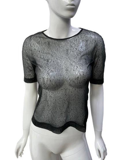 Strenesse Gabriele Strehle Black Paisley Mesh Pullover