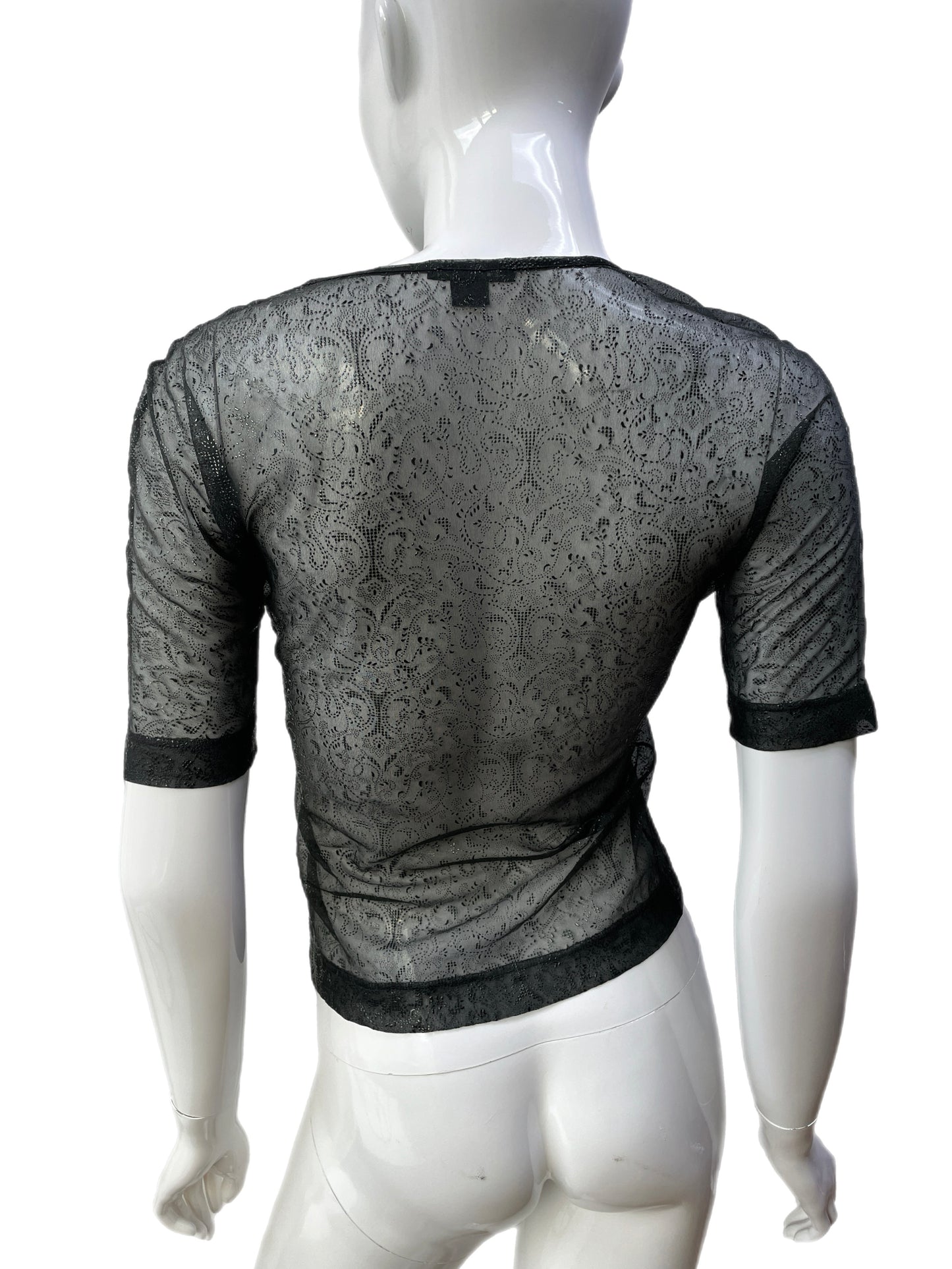 Strenesse Gabriele Strehle Black Paisley Mesh Pullover
