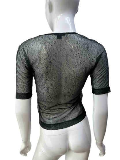 Strenesse Gabriele Strehle Black Paisley Mesh Pullover