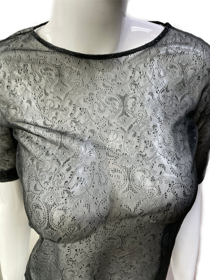 Strenesse Gabriele Strehle Black Paisley Mesh Pullover