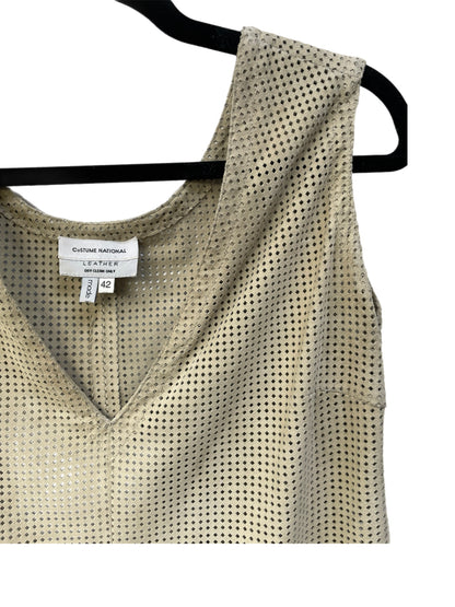 CoSTUME National Beige Perforated Leather Tank Top