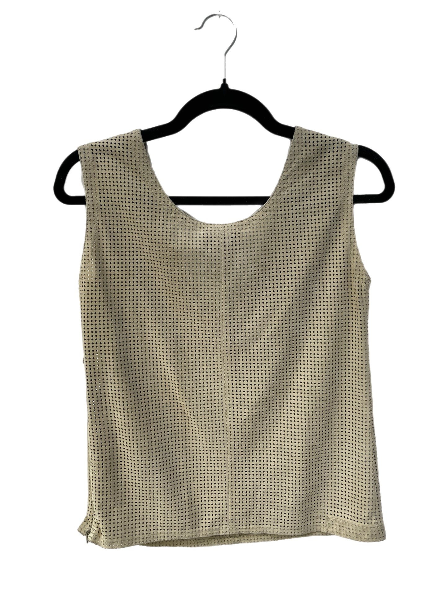 CoSTUME National Beige Perforated Leather Tank Top