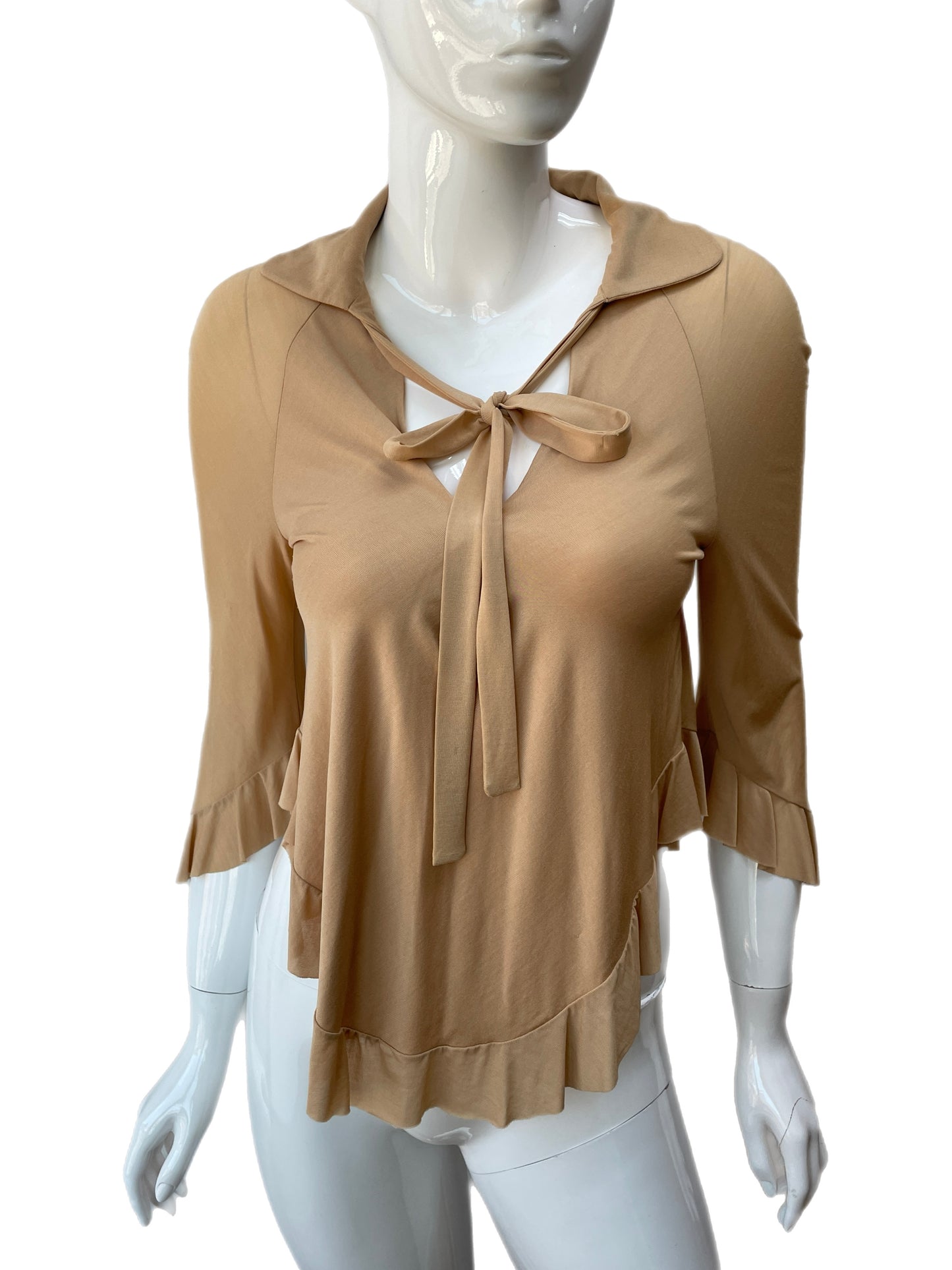 Gucci Beige Silk Pussy Bow Shirt
