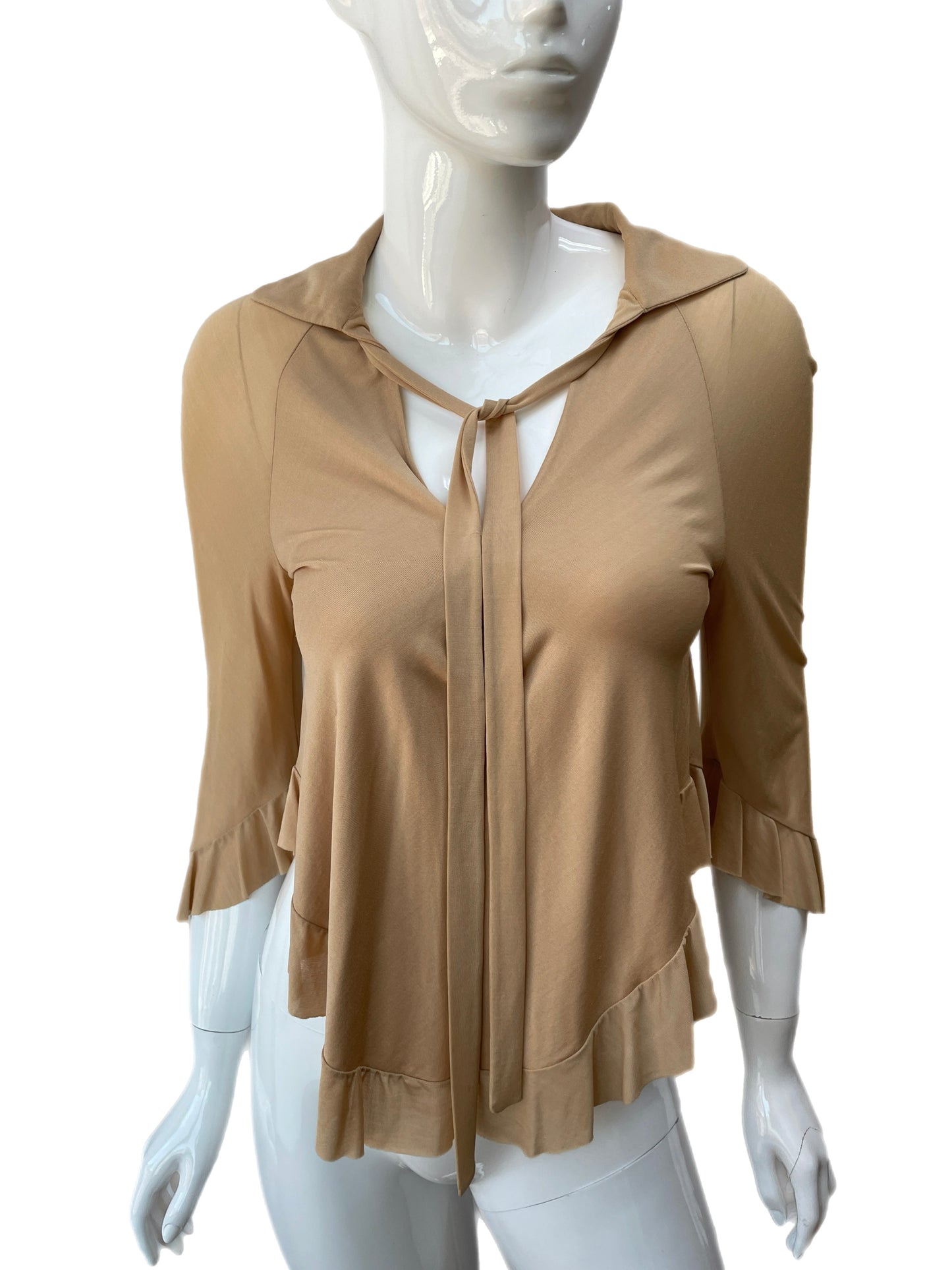 Gucci Beige Silk Pussy Bow Shirt