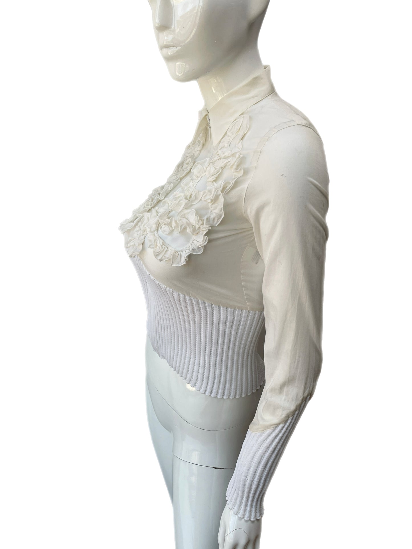 Anne Fontaine Floral Ruffle zip Front Shirt Jacket
