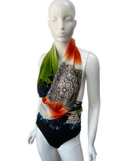 Jean Paul Gaultier Floral Print Scarf Tie Bodysuit