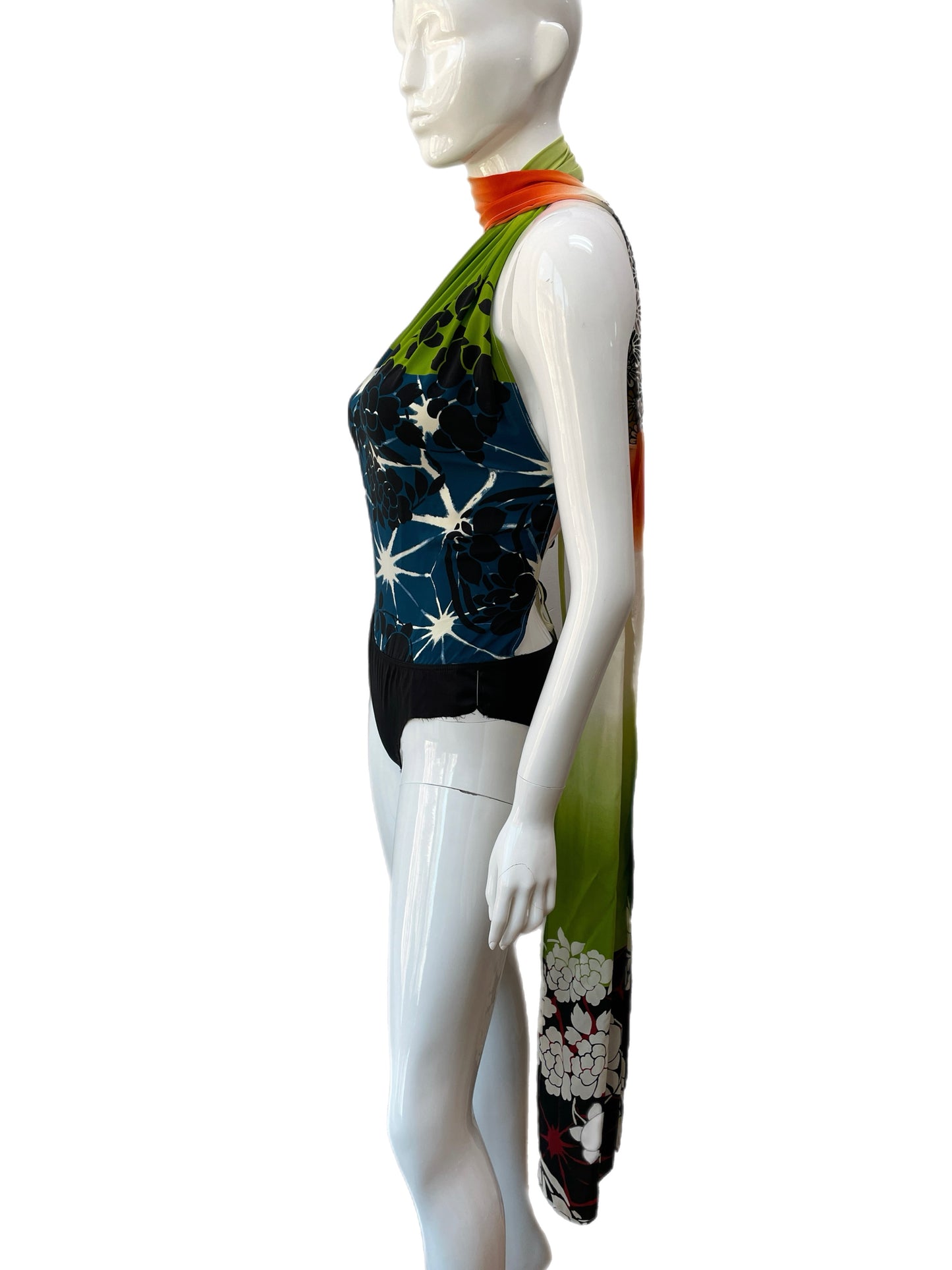 Jean Paul Gaultier Floral Print Scarf Tie Bodysuit