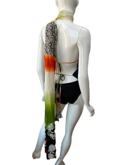 Jean Paul Gaultier Floral Print Scarf Tie Bodysuit
