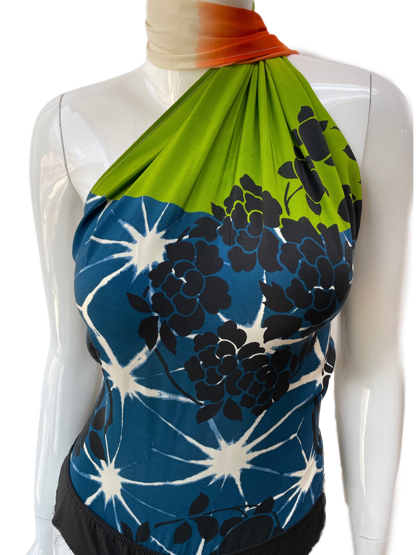 Jean Paul Gaultier Floral Print Scarf Tie Bodysuit