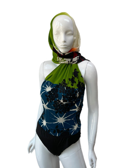 Jean Paul Gaultier Floral Print Scarf Tie Bodysuit