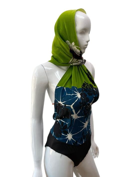 Jean Paul Gaultier Floral Print Scarf Tie Bodysuit