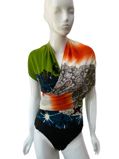 Jean Paul Gaultier Floral Print Scarf Tie Bodysuit