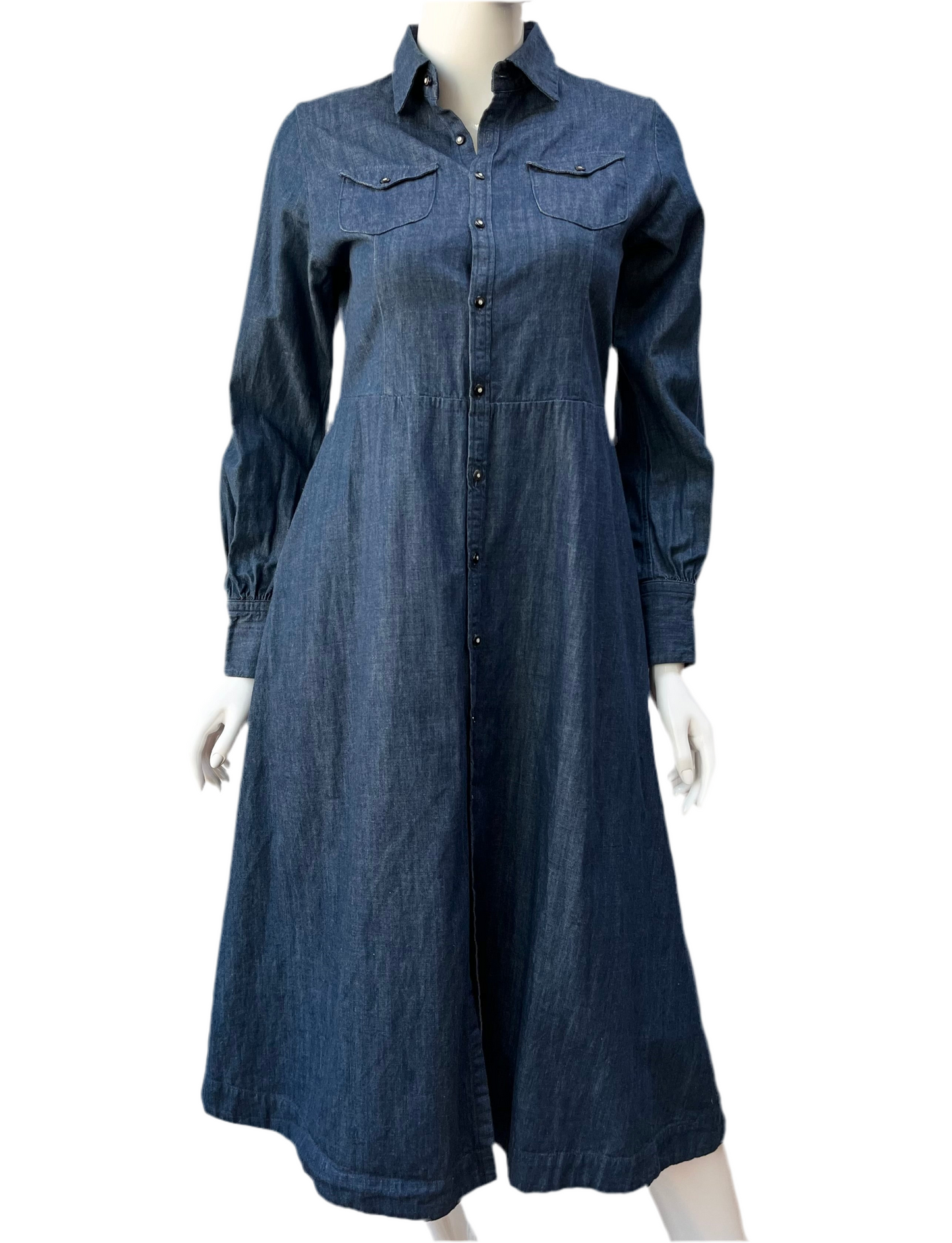 45a Denim Button Down Maxi Dress