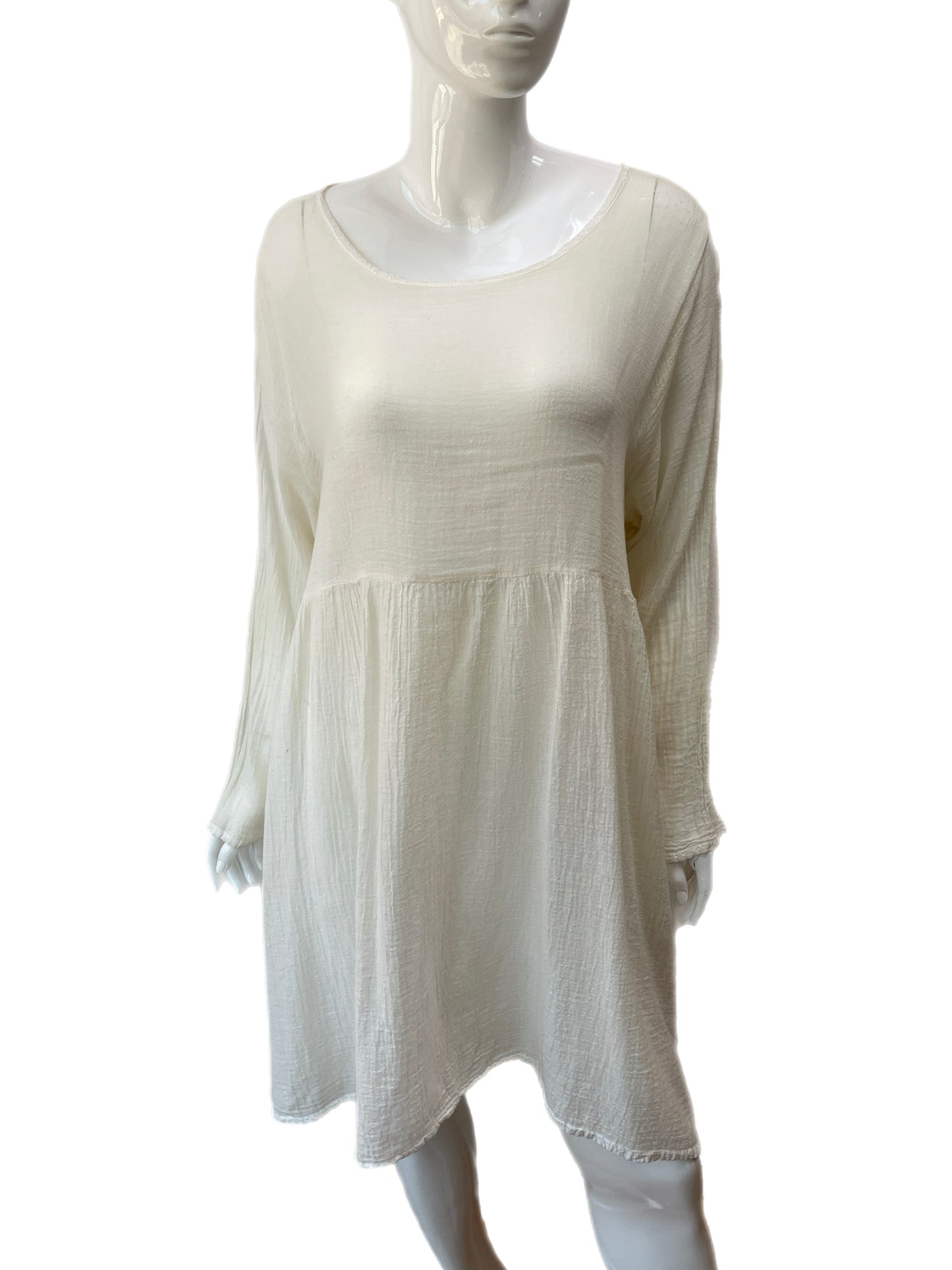 J Morgan Puett White Gauzy Cotton Dress