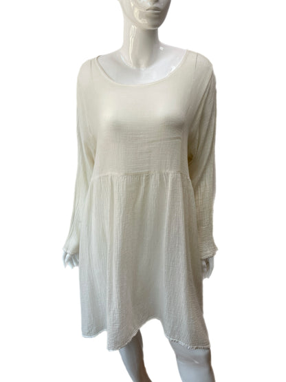 J Morgan Puett White Gauzy Cotton Dress