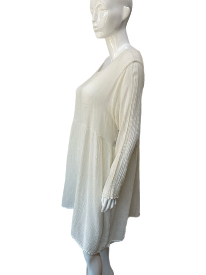 J Morgan Puett White Gauzy Cotton Dress