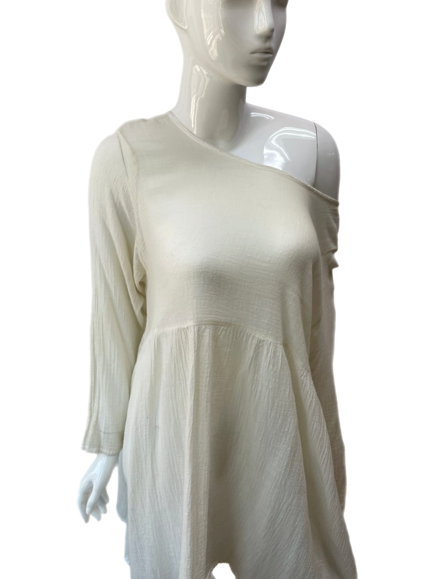 J Morgan Puett White Gauzy Cotton Dress