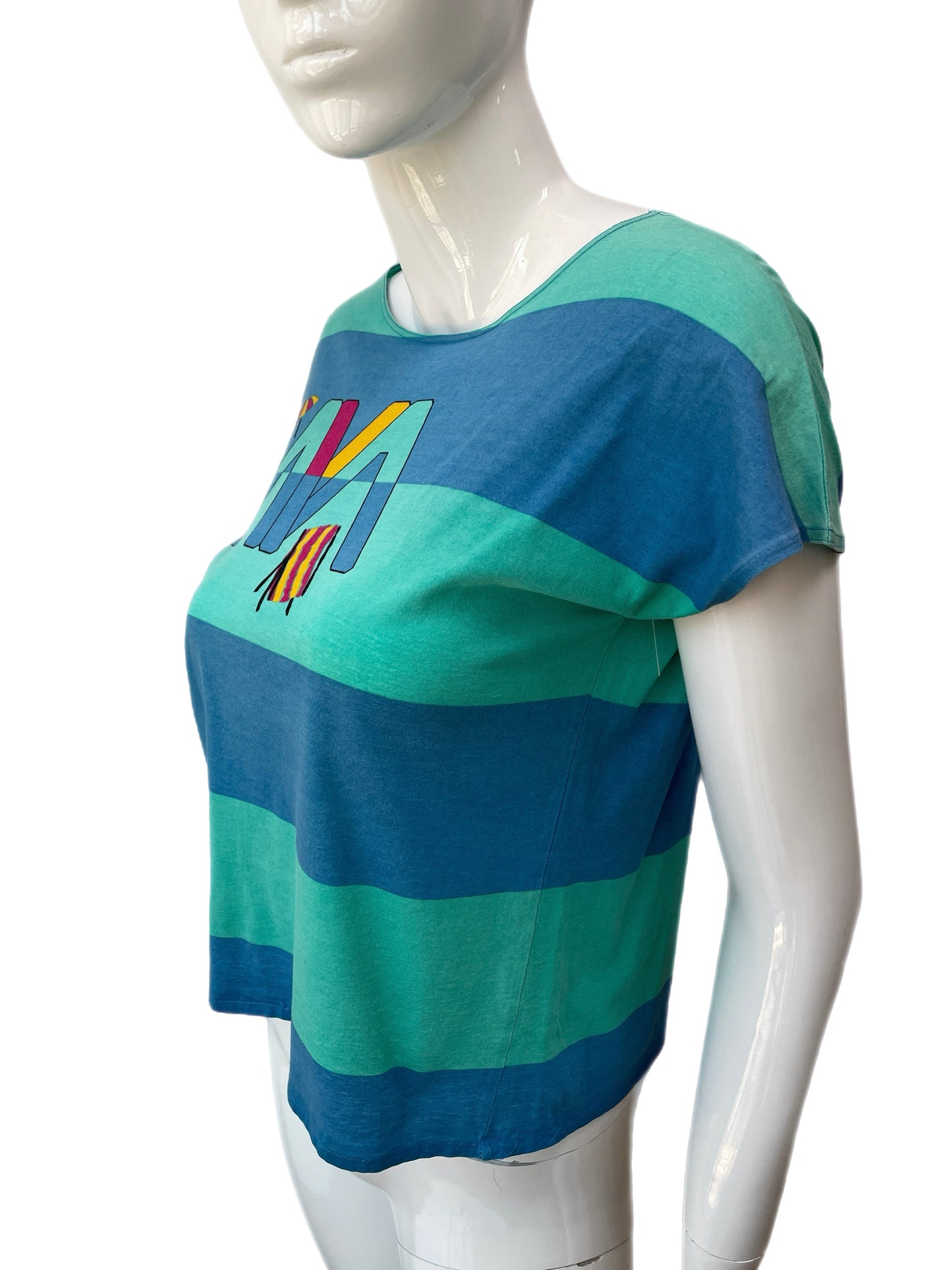 1970s Playa Striped Beach Graphic Shirt