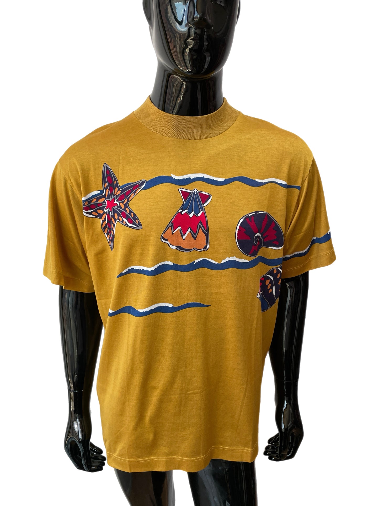 Yves Saint Laurent Mustard Beach Seashell Graphic Tee