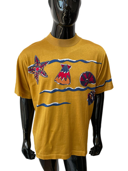 Yves Saint Laurent Mustard Beach Seashell Graphic Tee