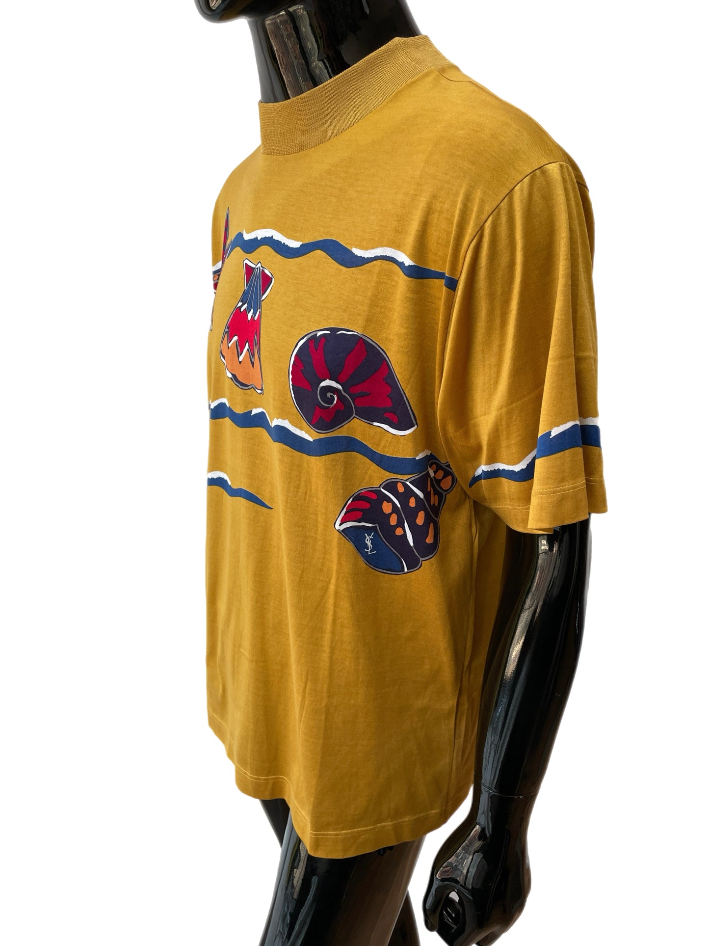 Yves Saint Laurent Mustard Beach Seashell Graphic Tee