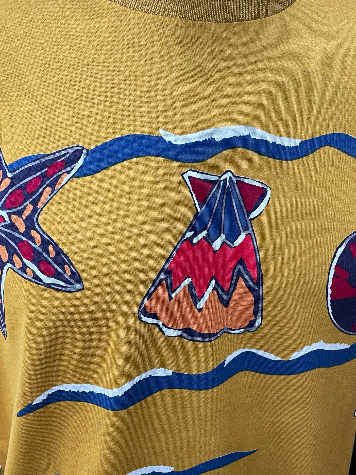 Yves Saint Laurent Mustard Beach Seashell Graphic Tee