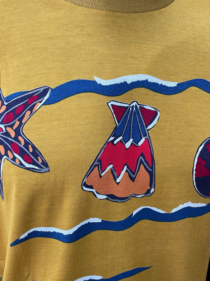 Yves Saint Laurent Mustard Beach Seashell Graphic Tee