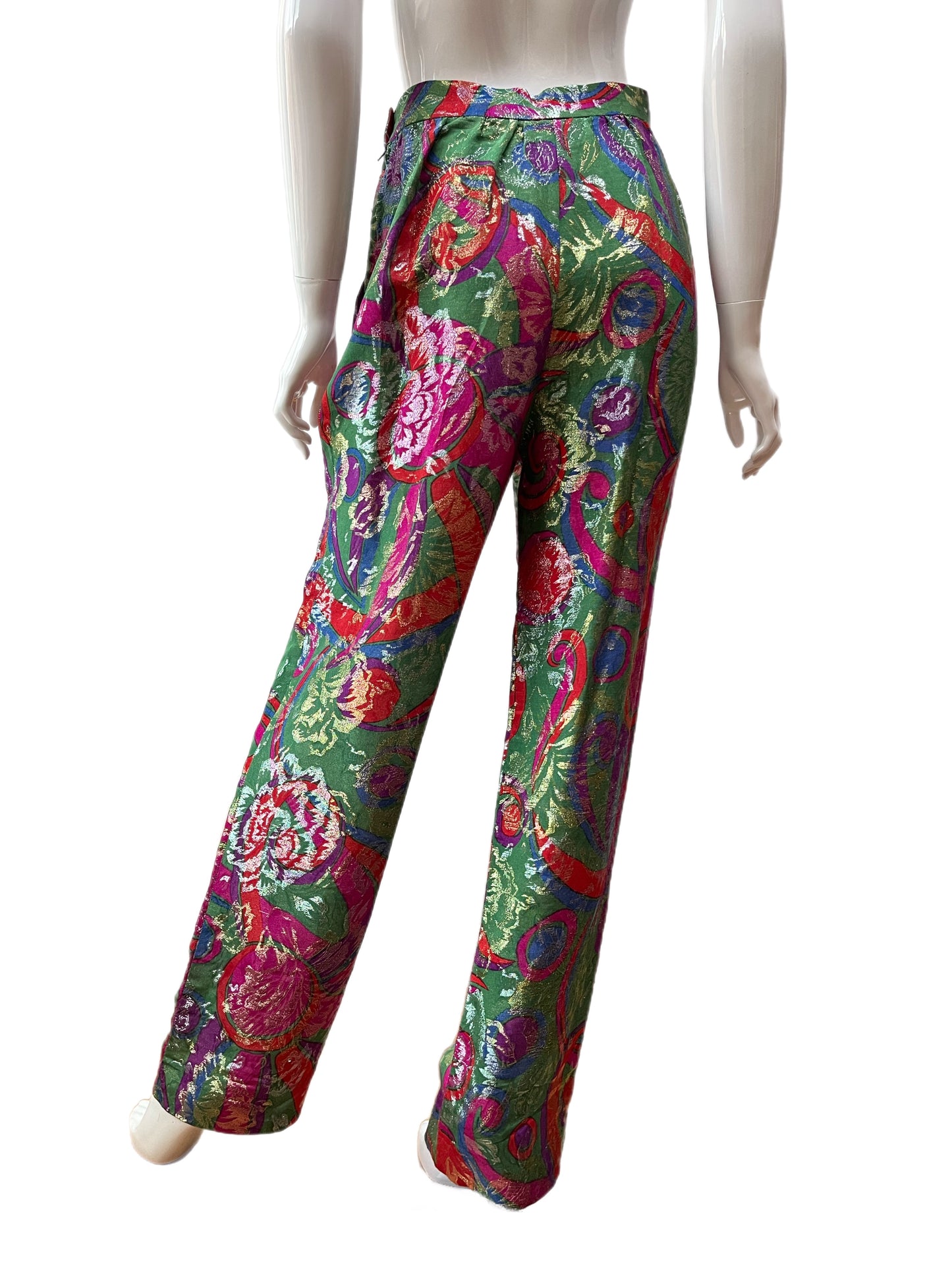 1990s Yves Saint Laurent Metallic Paisley Pants