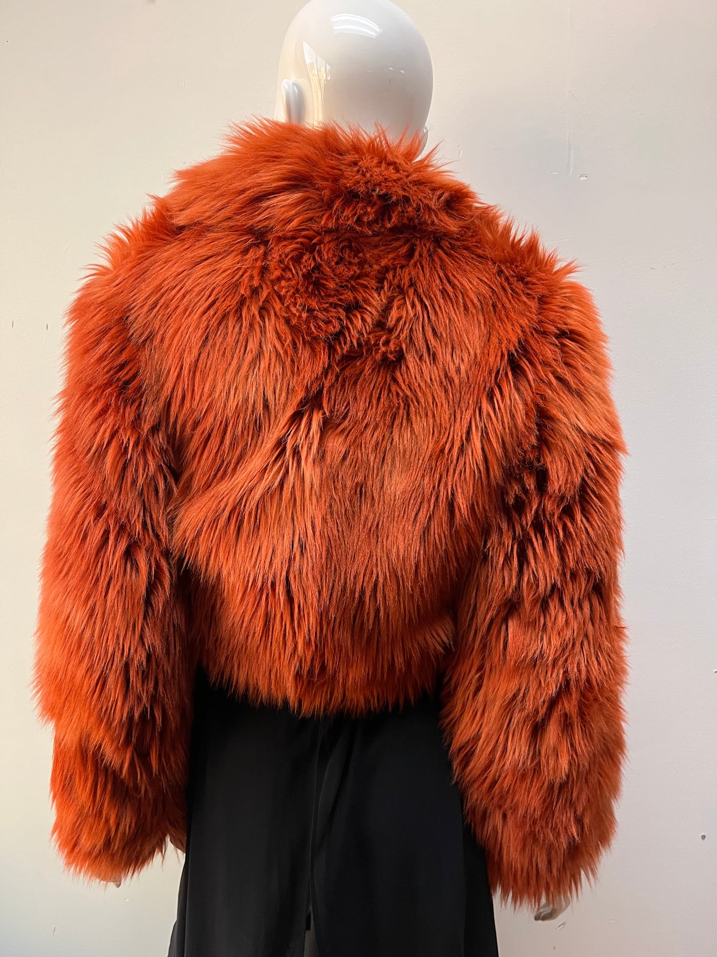 Margiela Blood Orange Faux Fur Bomber Jacket