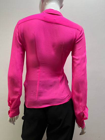 Margiela Hot Pink asymmetrical Close Sheer Long Sleeve (Sold As Is)