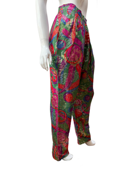 1990s Yves Saint Laurent Metallic Paisley Pants