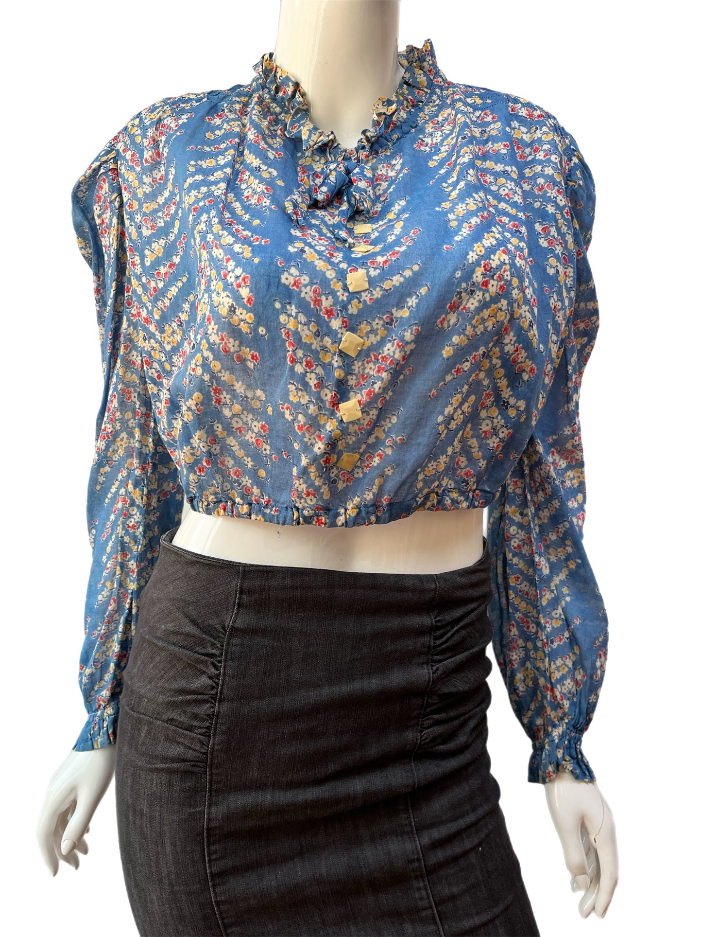 1940s Floral Top with Exquisite Buttons