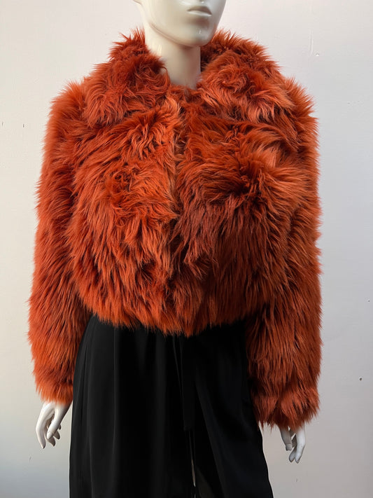 Margiela Blood Orange Faux Fur Bomber Jacket