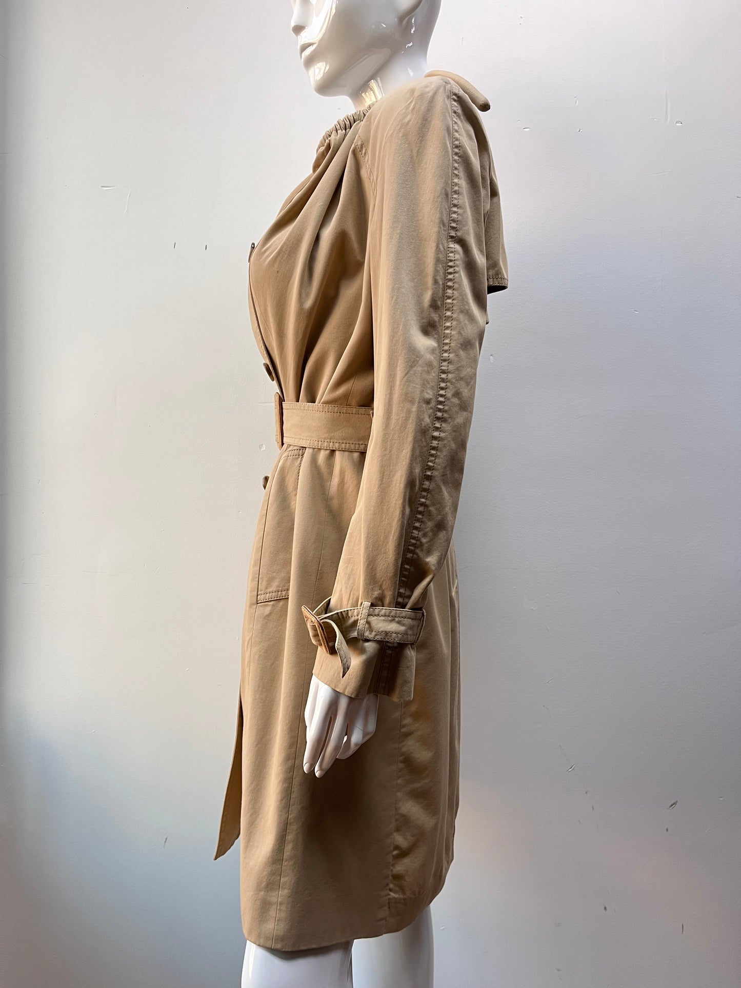 Margiela Drawstring Harness Collar Khaki Trench Coat