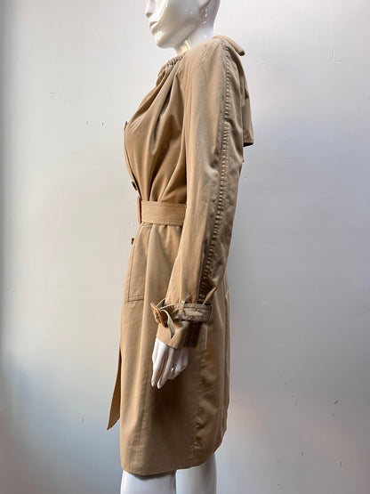 Margiela Drawstring Harness Collar Khaki Trench Coat