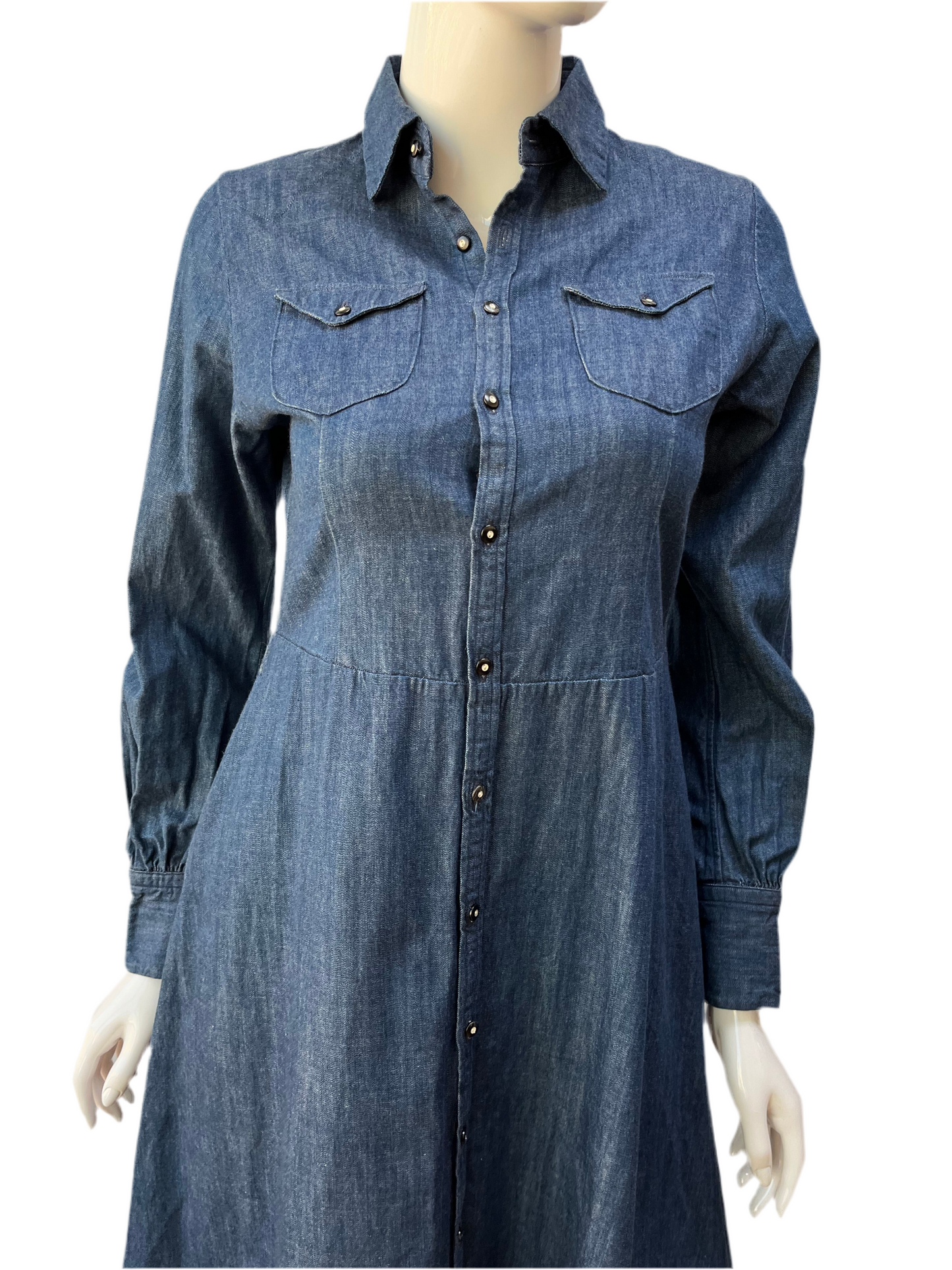 45a Denim Button Down Maxi Dress