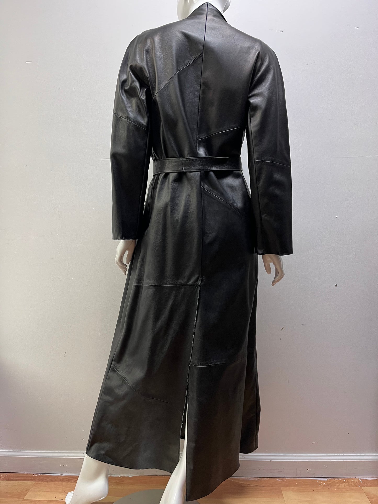 Margiela Artisanal Denim line Leather Belted Wrap Coat