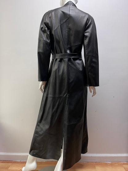 Margiela Artisanal Denim line Leather Belted Wrap Coat