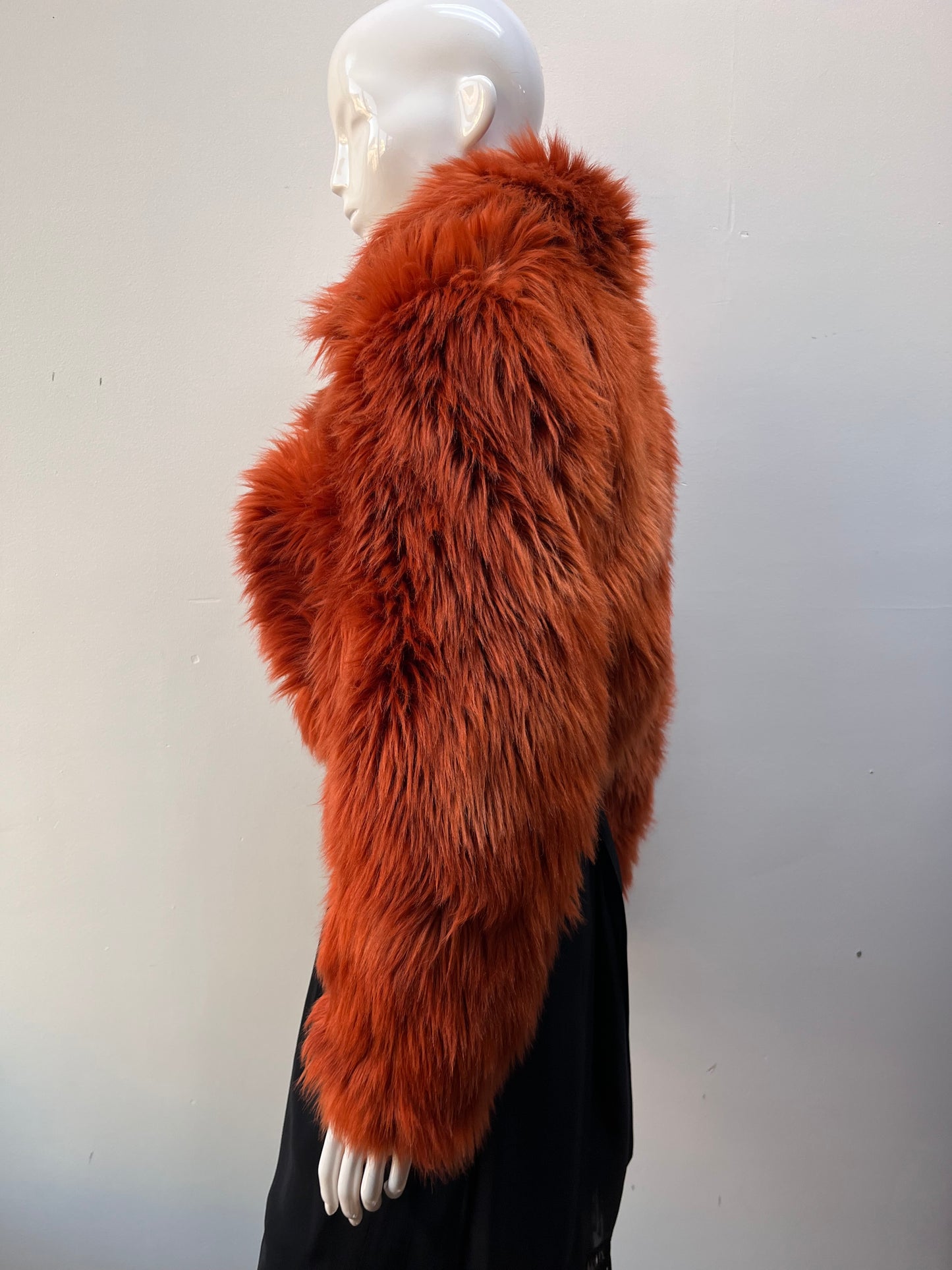 Margiela Blood Orange Faux Fur Bomber Jacket