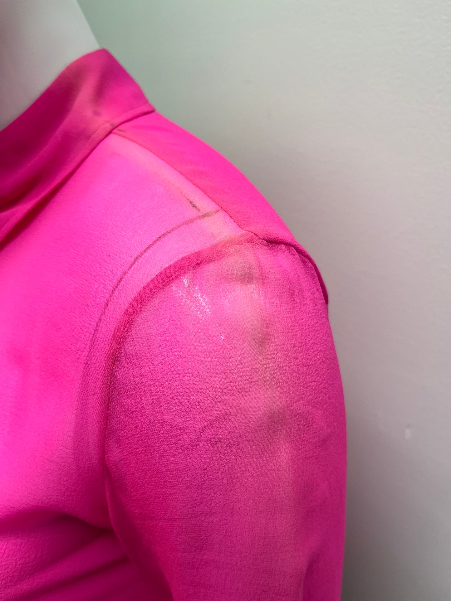Margiela Hot Pink asymmetrical Close Sheer Long Sleeve (Sold As Is)