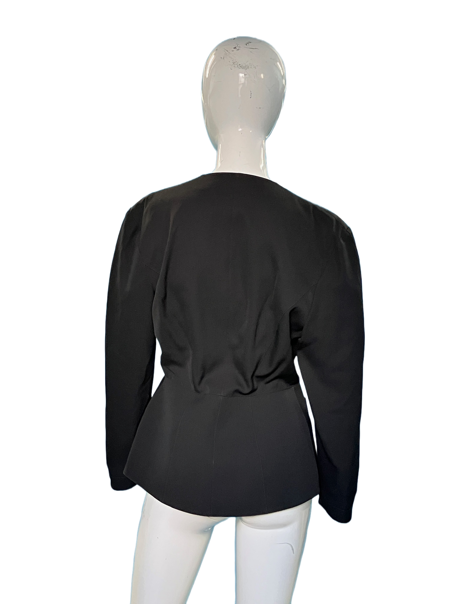 Thierry Mugler 1990’s black couture blazer w TM pins