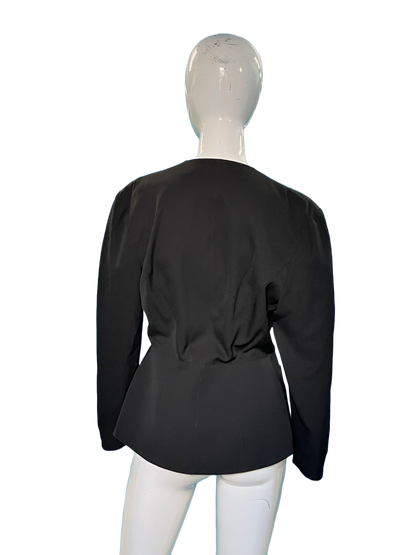 Thierry Mugler 1990’s black couture blazer w TM pins