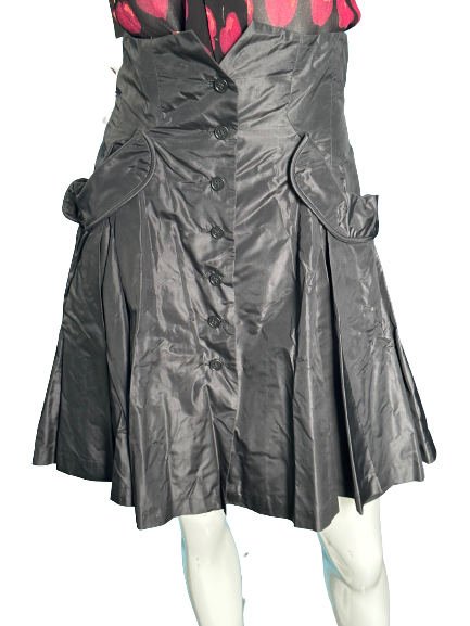 1980’s Omi Norma Kamali Button Front Taffeta Mini Skirt