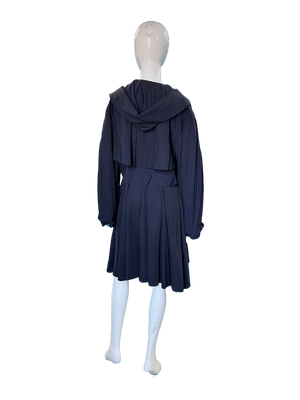 Thierry Mugler 80s navy hooded trench coat