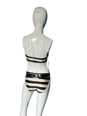 Dolce & Gabbana Striped Belted 2 Piece Swimsuit