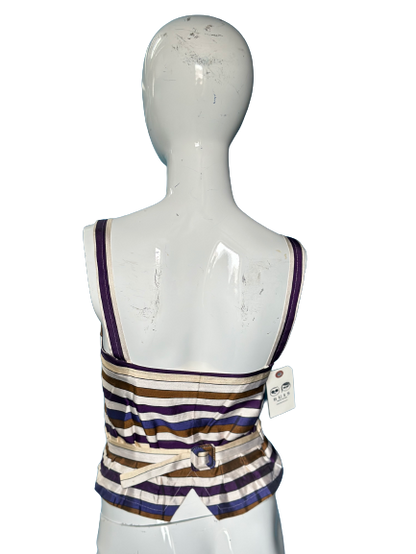 2000’s YSL Striped Silk Bustier Tank Top